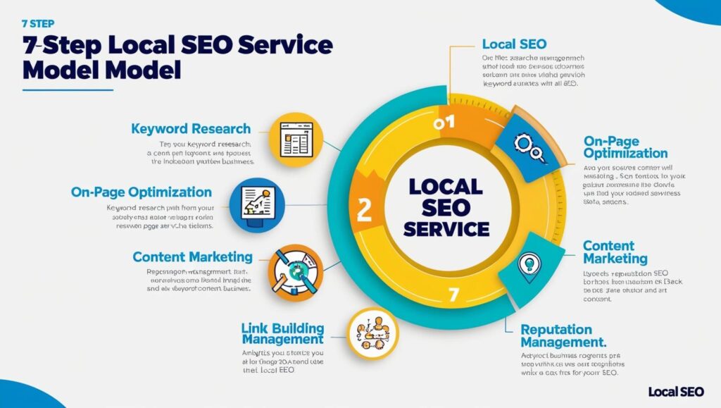 Visual showing SEO services offered by top agencies for small businesses