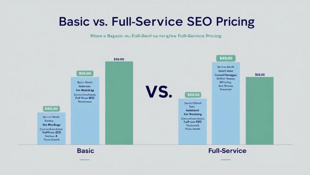 SEO agency pricing comparison chart for small businesses showing cost range and service features"