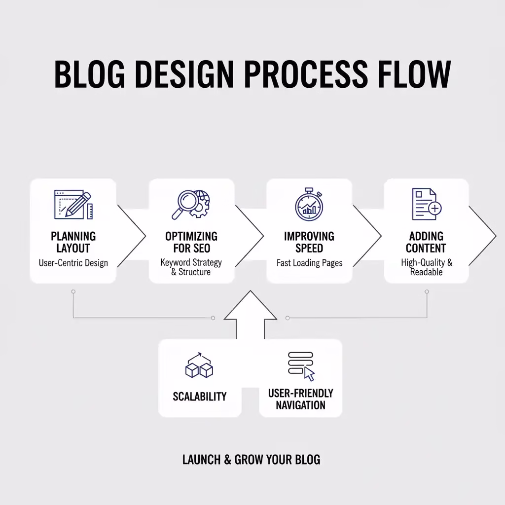 process flow of website design for blogging